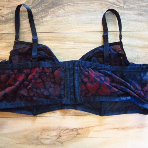 TORRID Black & Red Hearts Unlined Sheer Lace Underwire Bra size 3 - Picture 3 of 6